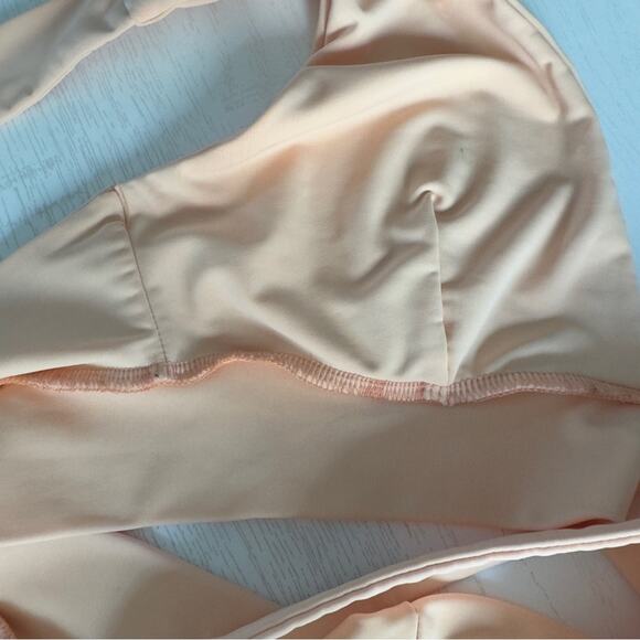 Lulus Triangle Bikini Top Light Orange Orange Stretch ruched light support swim - Picture 7 of 10